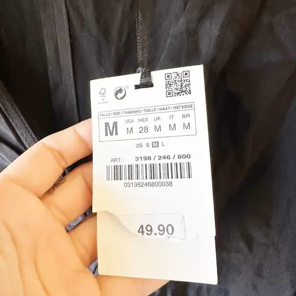 NWT Zara Satin Knotted Black Bat Wing Dress Mini sz M - Picture 7 of 12